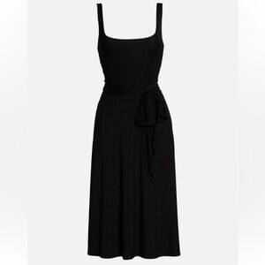 Reformation Black Waist Tie Midi Dress Size: S